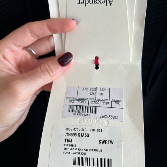 STUNNING NWT Alexander McQueen Black Mini Dress with White Accents - Picture 5 of 6